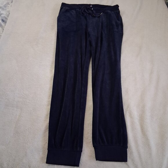 Juicy Couture Women's Size M Navy Blue Y2K Vintage Velour Jogger Pants - Picture 3 of 14